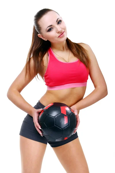 Miła brunetka w odzieży sportowej z — Zdjęcie stockowe