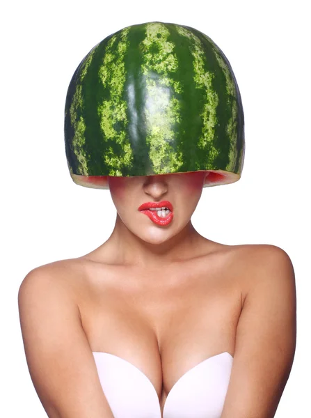 Girl with watermelon — Stock Photo, Image