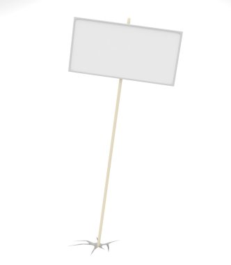 Empty rectangular road sign on a white background, 3d render. clipart