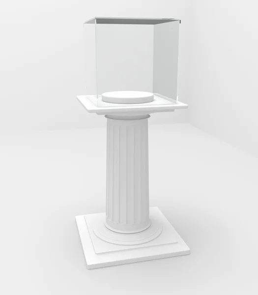 Pedestal for the show with glass, 3D render. — Stock Photo, Image