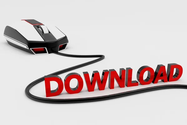 Design download icon with the mouse, 3d render. — Stock Photo, Image