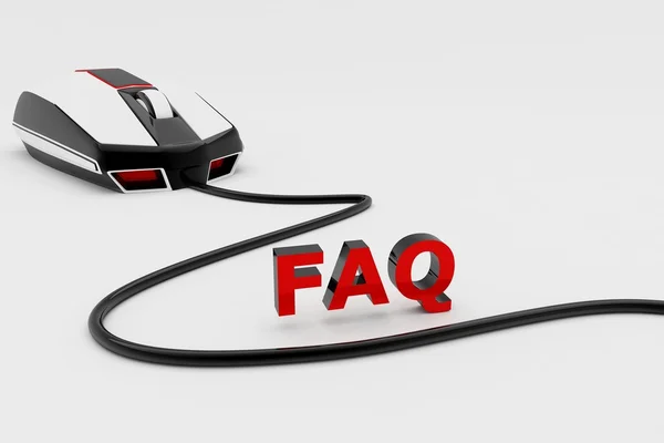 FAQ icon with the mouse, 3d render. — Stockfoto