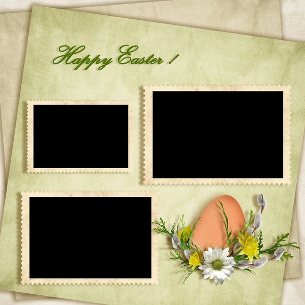 Osterkarte für den Urlaub mit Ei auf abstraktem Hintergrund — Stockfoto