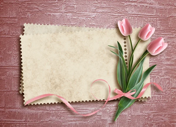 Card for the holiday with flowers on the abstract background — Stock Photo, Image