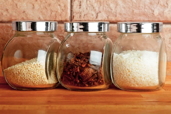 Jars with spices — Stock Photo, Image