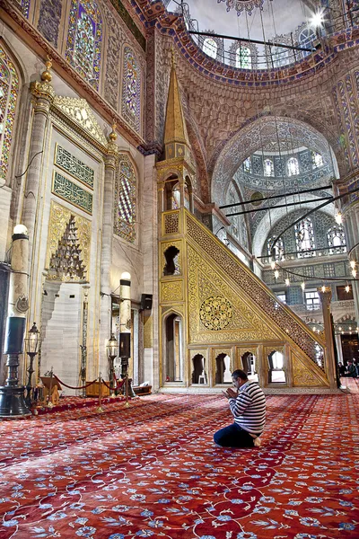 Sultanahmet Blue mosque - interior - pulpit — Stock Photo, Image