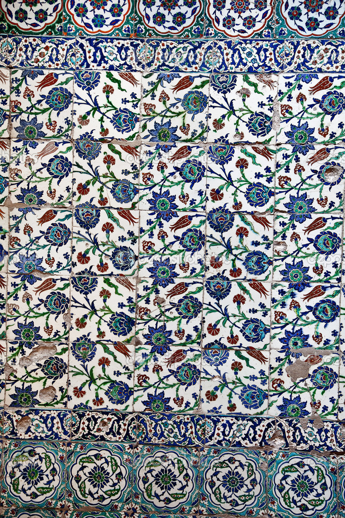 Sultanahmet Blue Mosque Interior Tiles Stock Photo