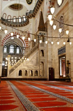 Suleymaniye Mosque in Istanbul Turkey - interior -pulpit clipart