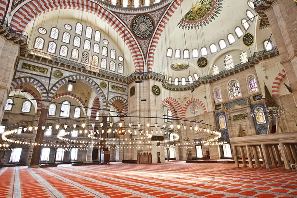 Mesquita Suleymaniye em Istambul Turquia - interior — Fotografia de Stock