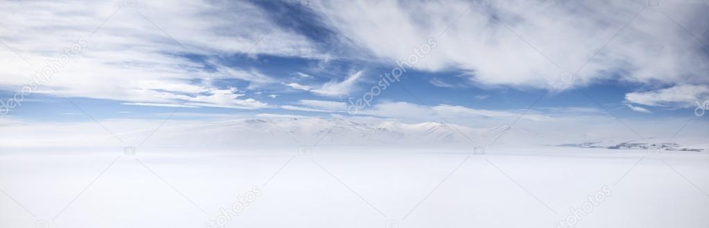 Frozen Lake Cildir, Kars, Turkey