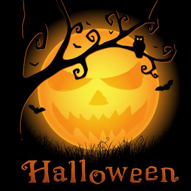 Cadılar Bayramı vektör arka plan korkunç moon ile