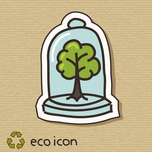 Ilustrație de concept ecologic pe carton. Protejați copacii — Vector de stoc