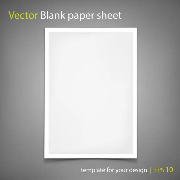 Векторный чистый лист бумаги. Шаблон для вашего дизайна — стоковый вектор