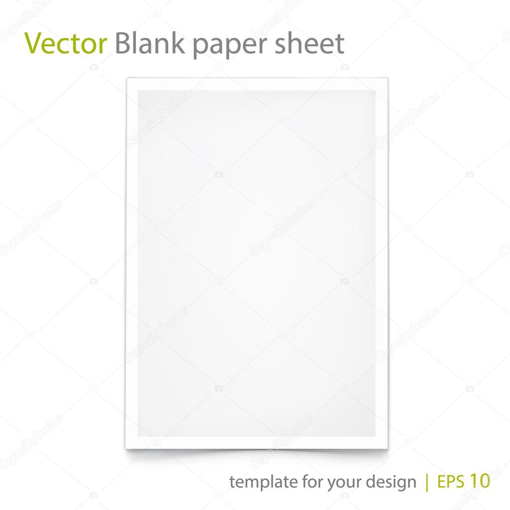 Blank Paper A4. Isolated on white. Eps 10