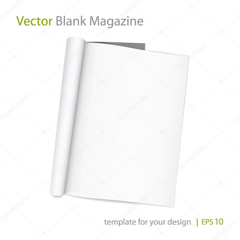 Vector blank page of magazine on white background.