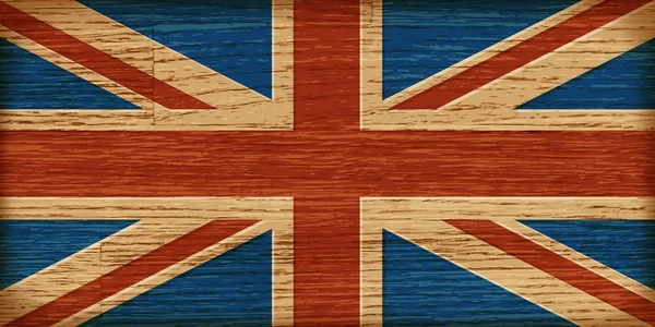 UK flag on old wooden texture — Stock Vector