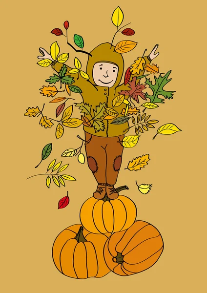 Autumn-Boy-The-Pumpkin-King — Stock Vector