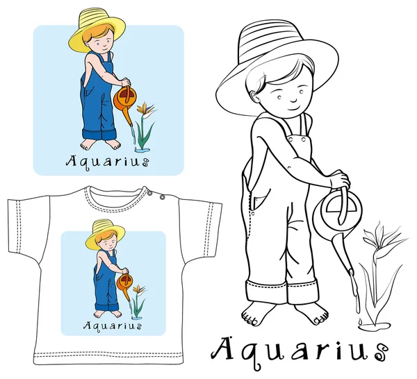 Aquarius - chłopiec z konewka — Wektor stockowy