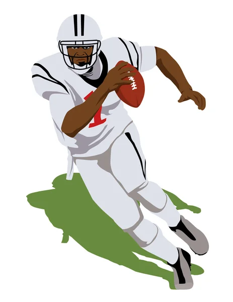 American-football-player-ball-run — Vector de stoc