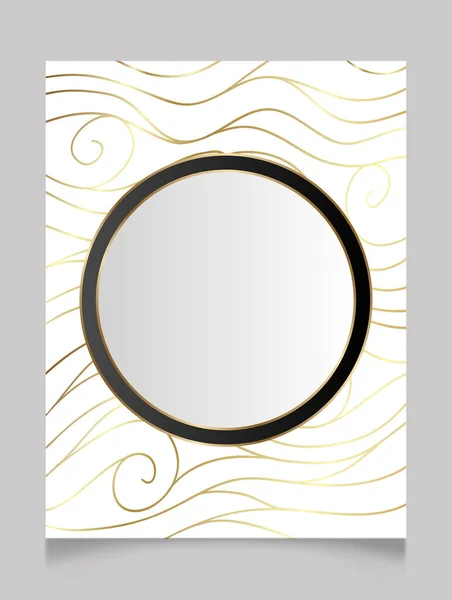 金光闪闪的空白框架覆盖在波浪状的白色背景上 金金属奢侈品边框四周空白 矢量背景说明模板 — 图库矢量图片