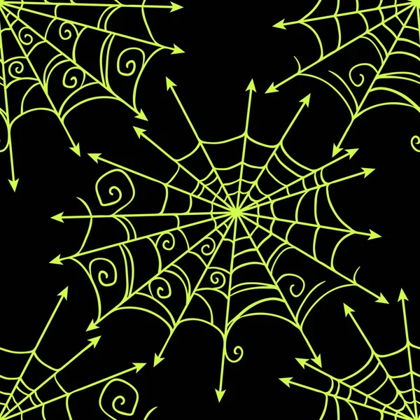 Spinnennetz Vektor Halloween Nahtloses Muster Design Hintergrund Für Parteiplakate Handgezeichnete — Stockvektor