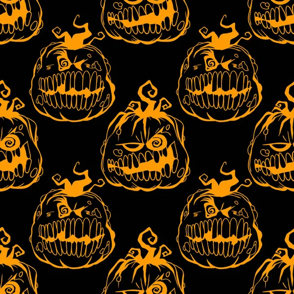 Modello Senza Soluzione Continuità Sorridente Vettore Zucca Halloween Sfondo Progettazione — Vettoriale Stock