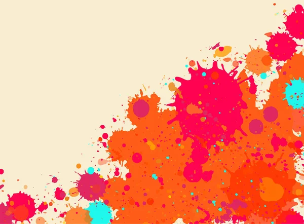 Vibrant Orange Vif Sur Aquarelle Beige Cadre Éclaboussures Artistiques Avec — Image vectorielle