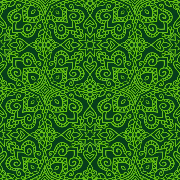 어두운 녹색 민속 패턴 — 스톡 벡터