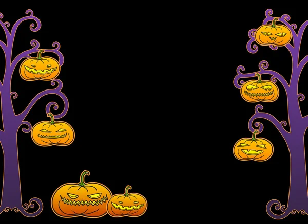 Nero cornice dell'albero di Halloween — Vettoriale Stock