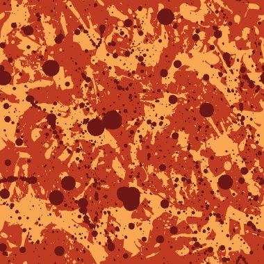 Turuncu ve kahverengi boya lekeleri pürüzsüz desen, soyut çok renkli vektör arkaplan. Tekstil, kumaş, ambalaj kağıdı için renkli tasarım duvar kağıdı.