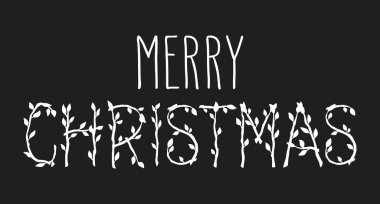 Elle yazılmış Noel selamları, kartpostallar için modern şenlik el yazısı harfleri. Beyazlar siyaha. Tatil sezonu tasarımı, vektör illüstrasyonu.