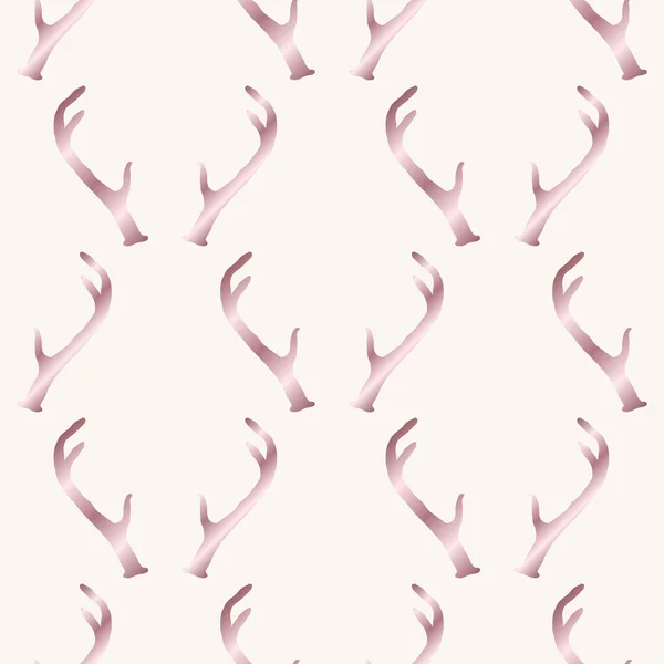 Motif Sans Couture Avec Bois Cerf Doré Rose Fond Vectoriel — Image vectorielle