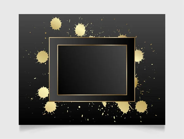 Marco Blanco Brillante Dorado Negro Pintar Oro Salpicadura Metal Lujo — Vector de stock