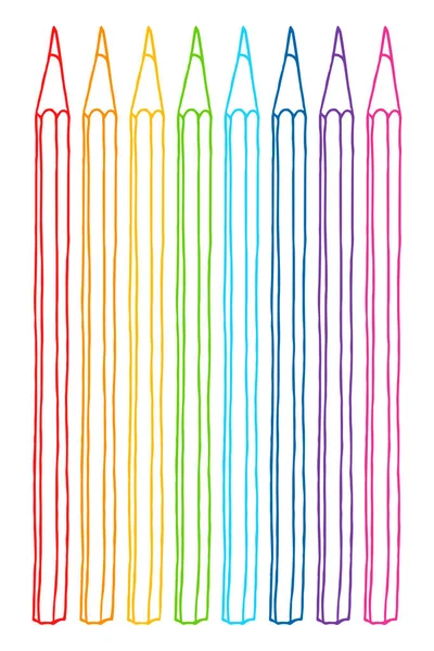 Farve Blyanter Sæt Håndtegnet Vektor Doodle Illustration Omrids Farveblyanter Samling – Stock-vektor