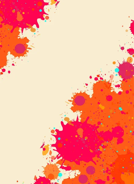 Pulzující Jasně Oranžová Nad Béžovou Akvarel Umělecké Stříkance Rám Prostorem — Stockový vektor