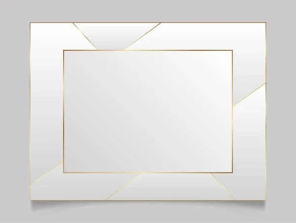 Ouro Brilhante Brilhante Moldura Branco Art Deco Sobre Fundo Branco — Vetor de Stock