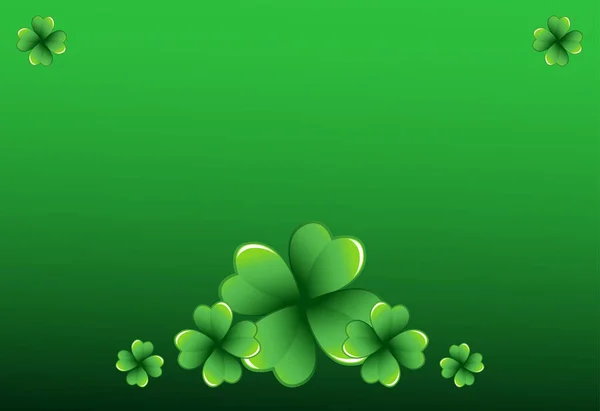 Rich Green Saint Patrick Day Frame Four Leaf Clover Shamrock — стоковый вектор