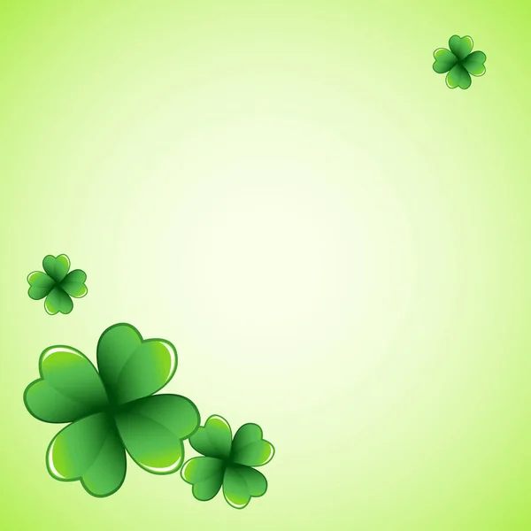 Light Green Saint Patrick Day Frame Four Leaf Clover Shamrock — Stock Vector