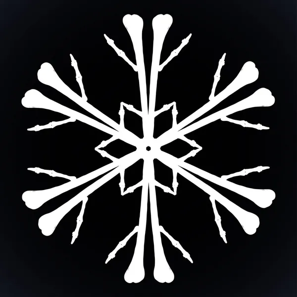 Векторный Силуэт Снежинка Костей Белом Изолированы Черном Фоне — стоковый вектор