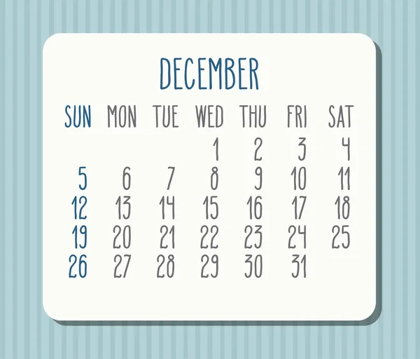 Dezember Jahr 2021 Vektor Monatslichtkalender Weißer Rahmen Über Pastellblau Gestreiftem — Stockvektor