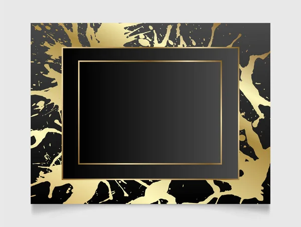 Arany Fekete Fényes Vakító Keret Arany Festék Fröccsenés Fém Luxus — Stock Vector
