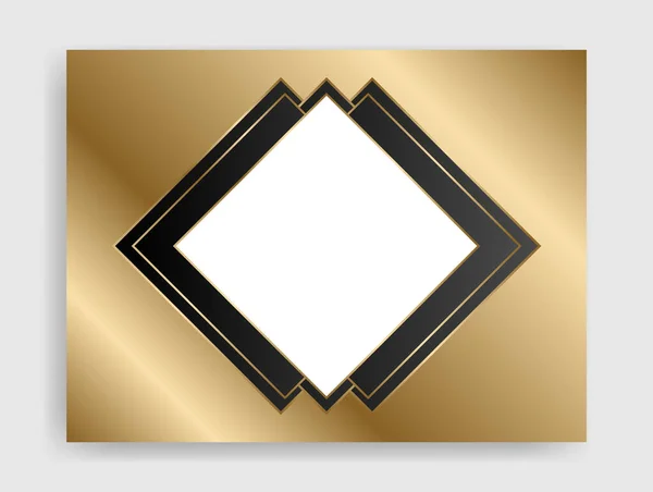 Elegant Golden White Shiny Glowing Geometric Frame Gold Metal Luxury — Stock Vector