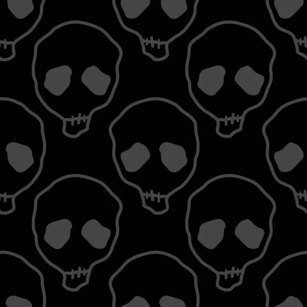 Vecteur Halloween Crânes Doodle Motif Sans Couture Fond Conception Pour — Image vectorielle