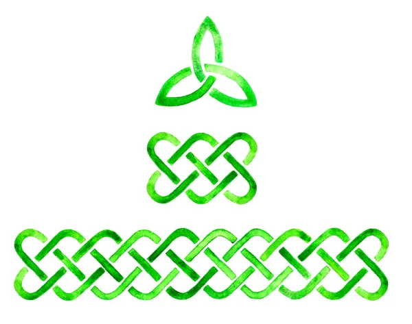 Ręcznie Narysowany Akwarela Happy Saint Patrick Day Graniczy Symbol Triquetra — Zdjęcie stockowe