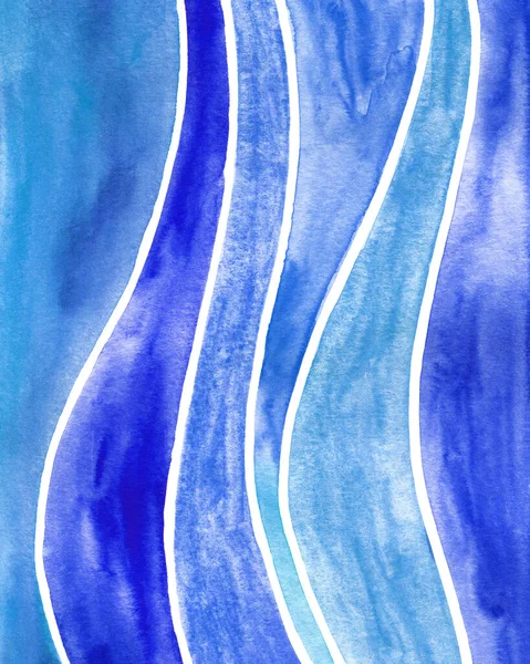 Peinture Aquarelle Abstraite Vagues Bleues Texture Art Fond Vertical — Photo