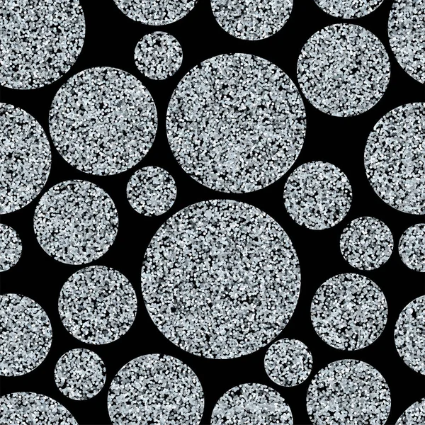 Silver Glitter Circles Texture Vector Seamless Pattern Bright Metal Confetti — Stock vektor