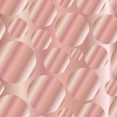 Gül altın köşegen eğimli daireler pürüzsüz desen. Soyut modern vektör arkaplanı. Parlak metal uçsuz bucaksız duvar kağıdı.