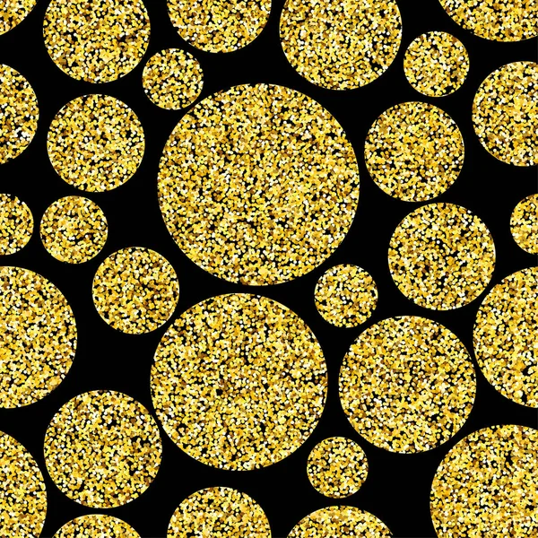 Gyllene Glitter Cirklar Textur Vektor Sömlöst Mönster Ljust Guld Konfetti — Stock vektor