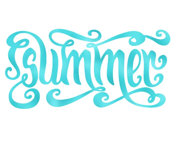 蓝色的词夏天被白色的背景隔开了 手绘矢量字体 — 图库矢量图片