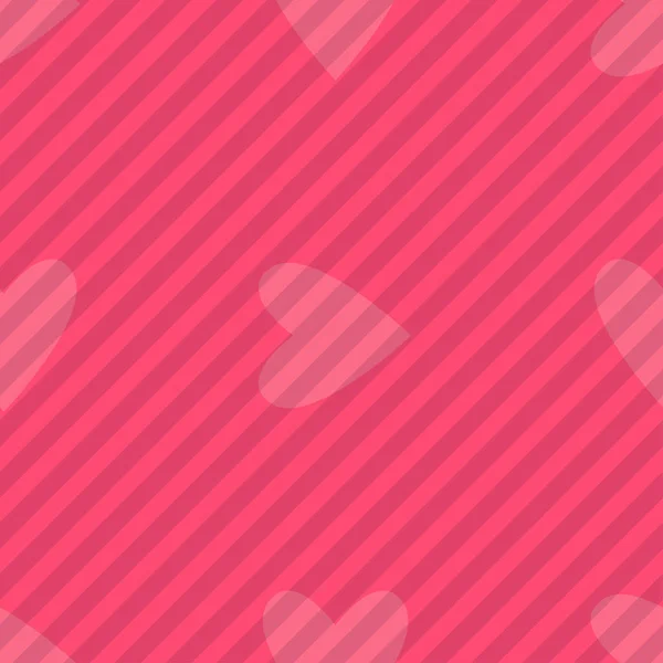 Coeurs Rose Sans Couture Motif Rayures Fond Carrelage Saint Valentin — Image vectorielle